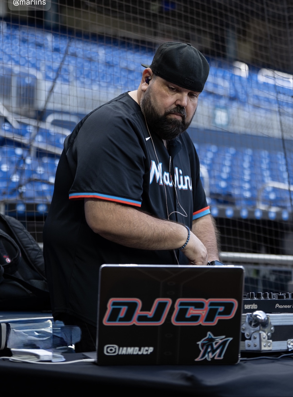 DJ CP mixing live at Marlins stadium — South Florida's top open-format DJ